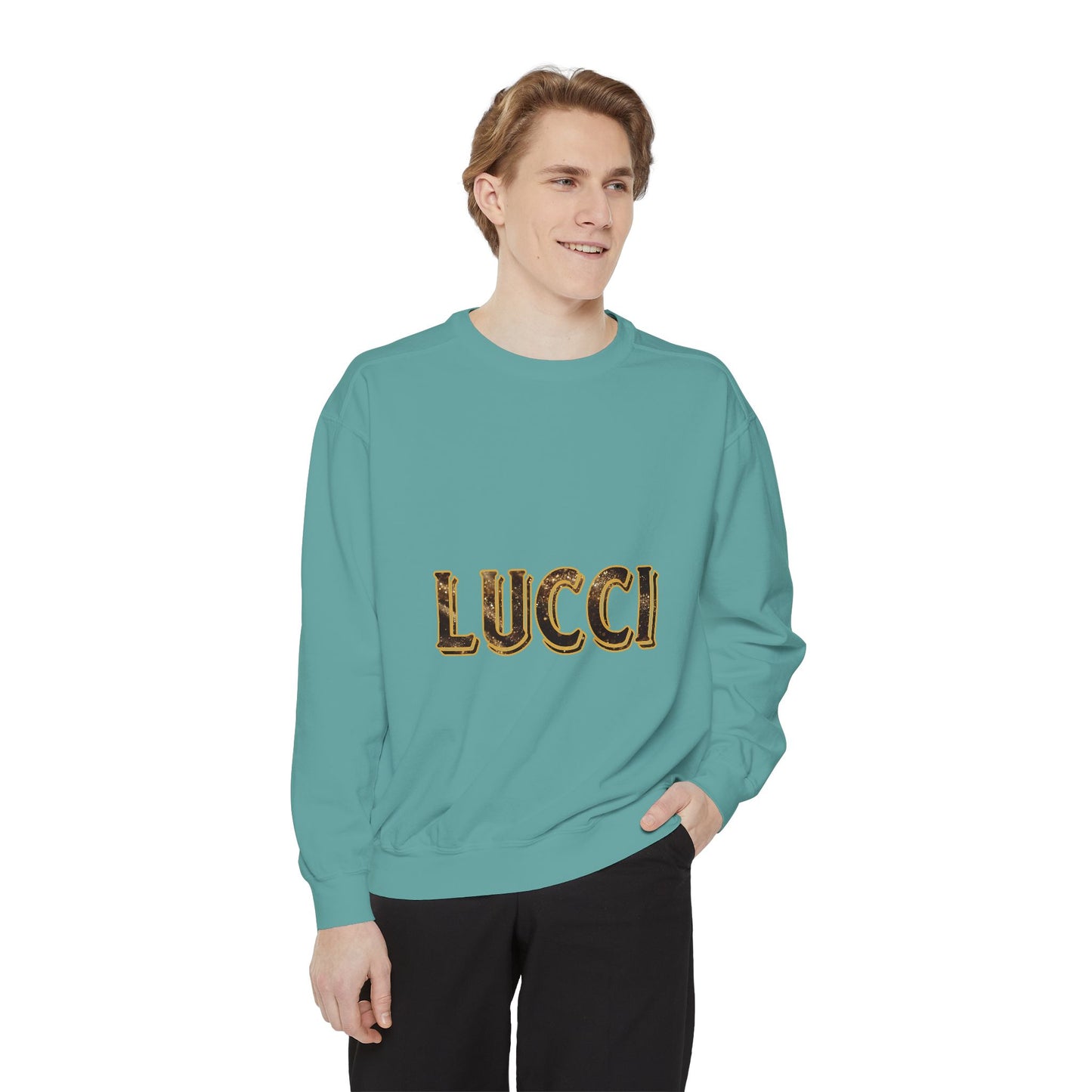 Stylish LUCCI Sweatshirt, Trendy Unisex Crewneck, Cozy Fashion Statement, Gift for Her/Him, Perfect for Casual Days, Street Style