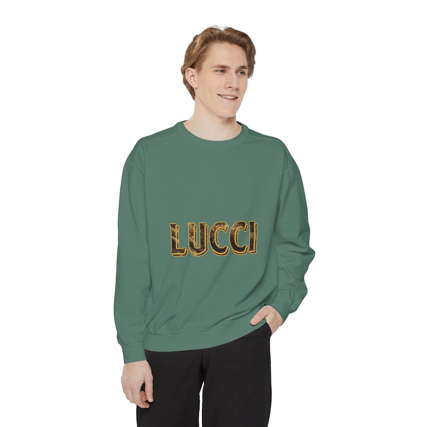 Stylish LUCCI Sweatshirt, Trendy Unisex Crewneck, Cozy Fashion Statement, Gift for Her/Him, Perfect for Casual Days, Street Style