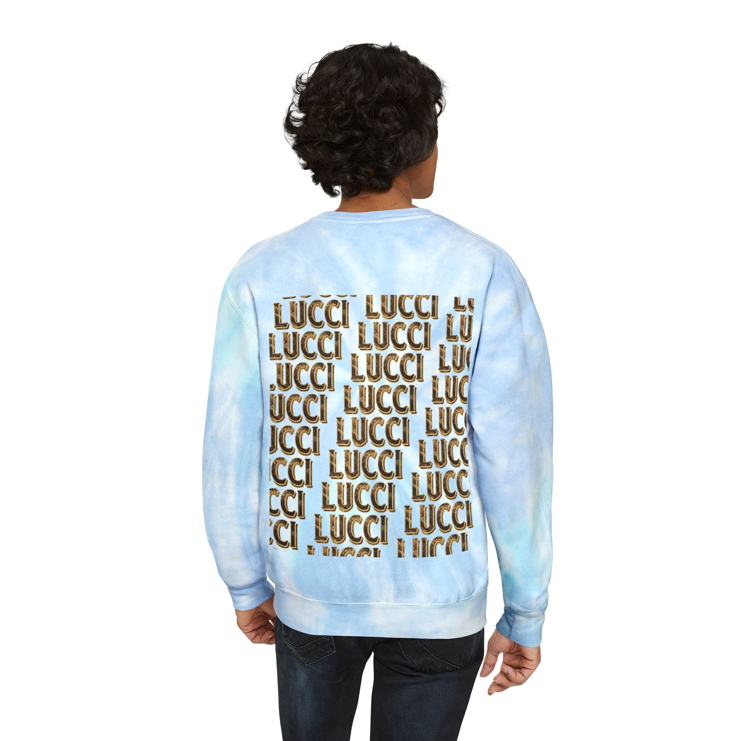 Trendy Tie-Dye Sweatshirt with 'LUCCI' Design, Cozy Casual Wear, Perfect Gift for Friends, Unisex Streetwear, Fashion Statement