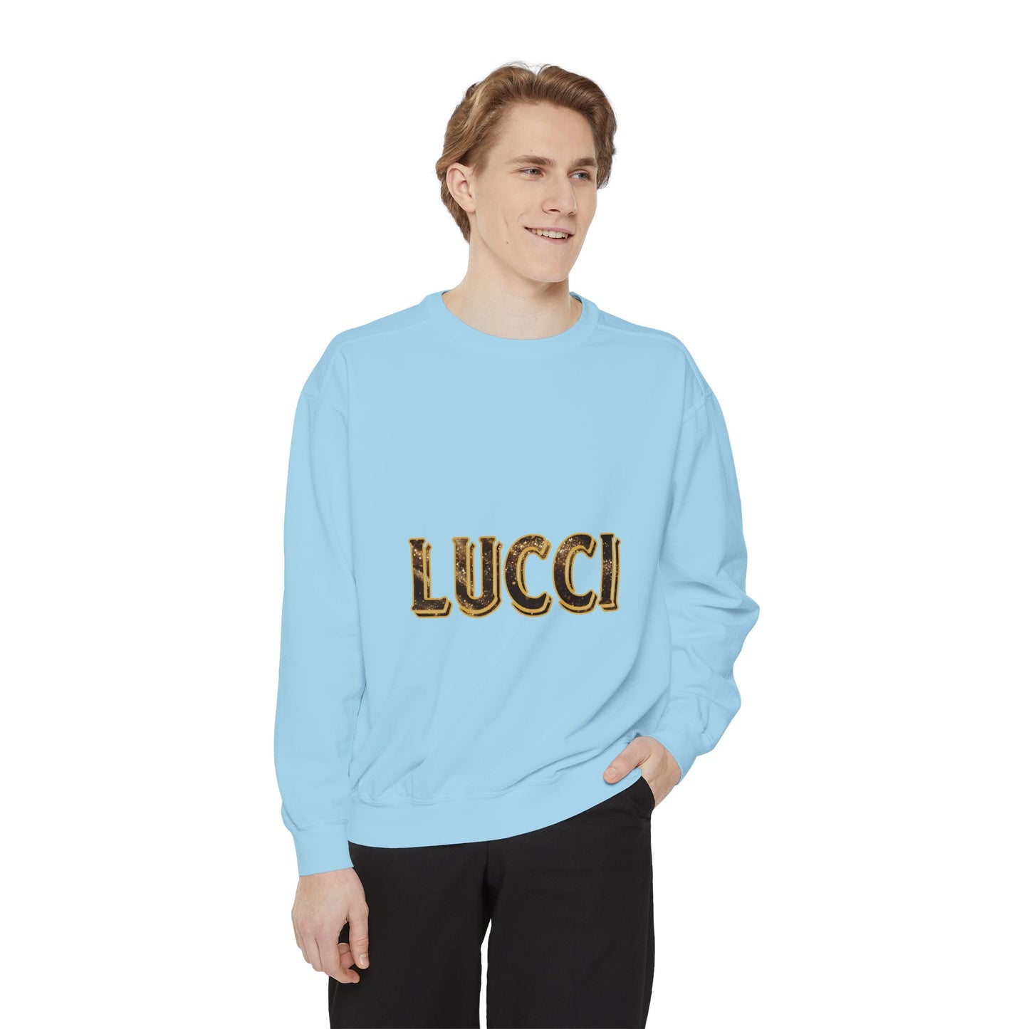 Stylish LUCCI Sweatshirt, Trendy Unisex Crewneck, Cozy Fashion Statement, Gift for Her/Him, Perfect for Casual Days, Street Style
