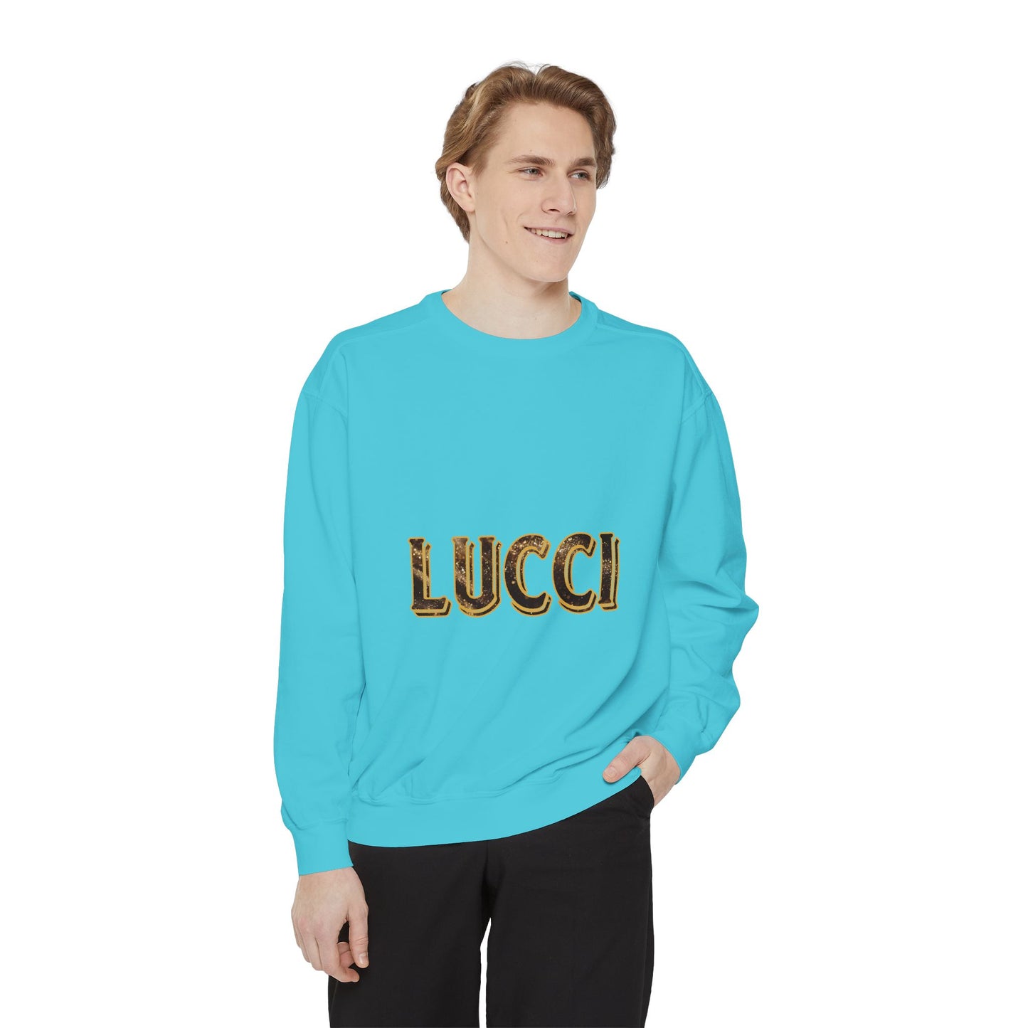 Stylish LUCCI Sweatshirt, Trendy Unisex Crewneck, Cozy Fashion Statement, Gift for Her/Him, Perfect for Casual Days, Street Style