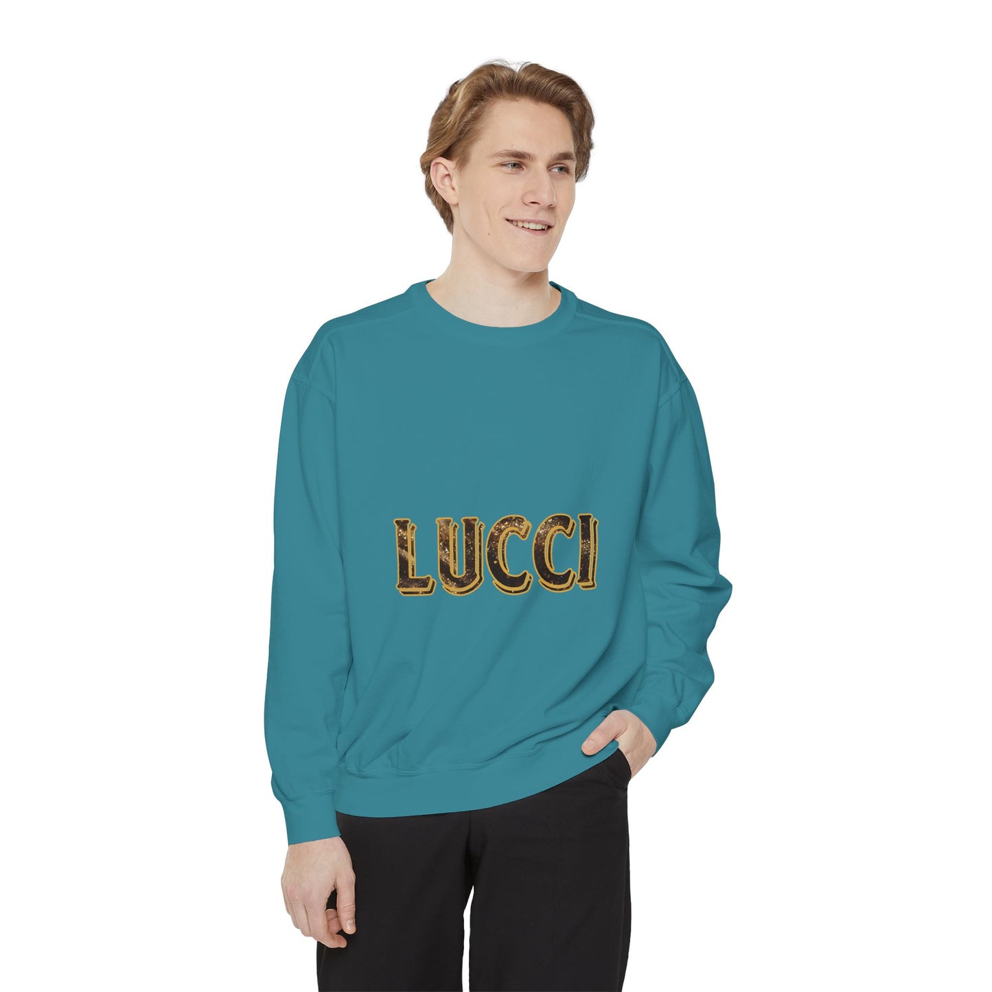 Stylish LUCCI Sweatshirt, Trendy Unisex Crewneck, Cozy Fashion Statement, Gift for Her/Him, Perfect for Casual Days, Street Style