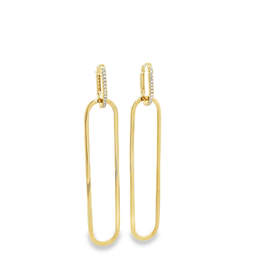 Paperclip Drop CZ Pave Huggie Earrings-0
